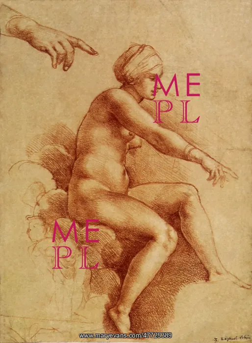 : Nude woman seated on clouds, by Raphael : Nude woman seated on clouds, by Raphael