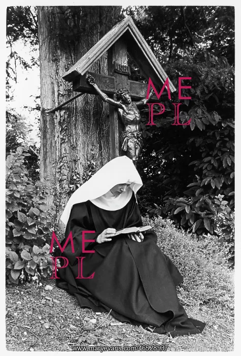 : Nun reading in garden : Nun reading in garden