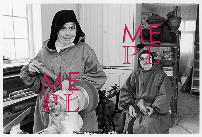 : Nuns doing woodwork, Poor Clares Convent : Nuns doing woodwork, Poor Clares Convent