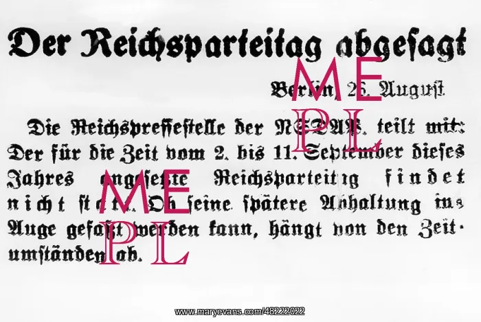 : The Nuremberg Rally 1939 was cancelled : The Nuremberg Rally 1939 was cancelled