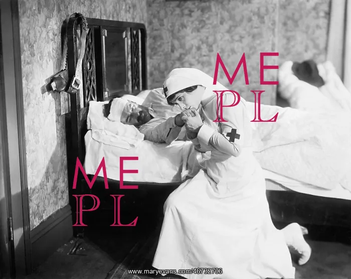 : Nurse praying for an outlaw lying in bed : Nurse praying for an outlaw lying in bed