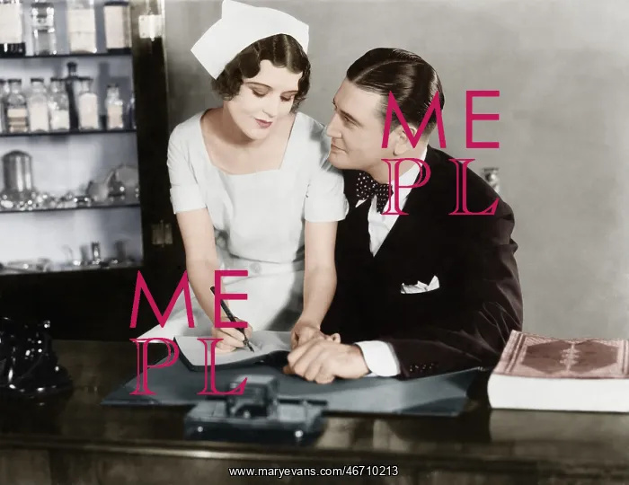: Nurse sitting on the doctor's lap : Nurse sitting on the doctor's lap