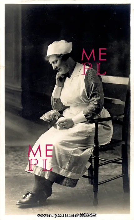 : Nurse Sitting with Flowers : Nurse Sitting with Flowers