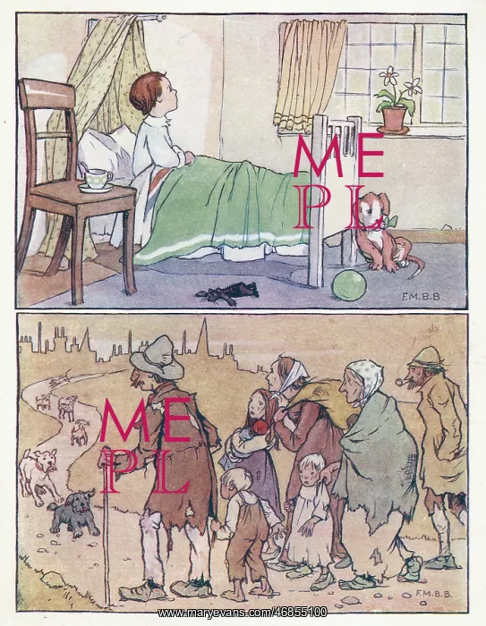 : Nursery Rhymes -- boy in bed, beggars on road : Nursery Rhymes -- boy in bed, beggars on road