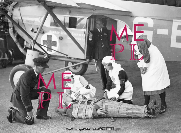 : Nurses of the British Red Cross during an exercise, 1933 : Nurses of the British Red Cross during an exercise, 1933
