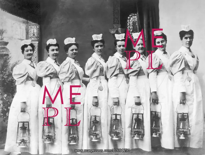 : Nurses on Night Rounds, 1899 : Nurses on Night Rounds, 1899