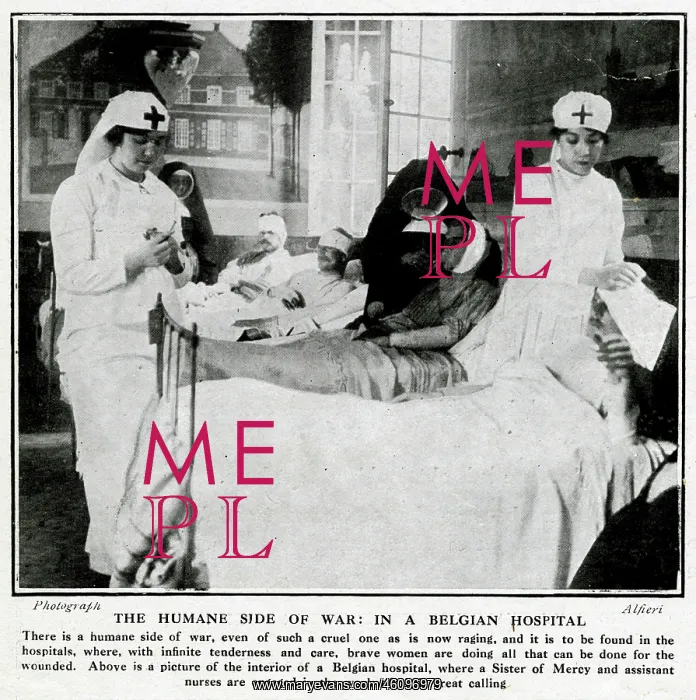 : Nurses and nuns at work in a Belgian hospital, WW1 : Nurses and nuns at work in a Belgian hospital, WW1