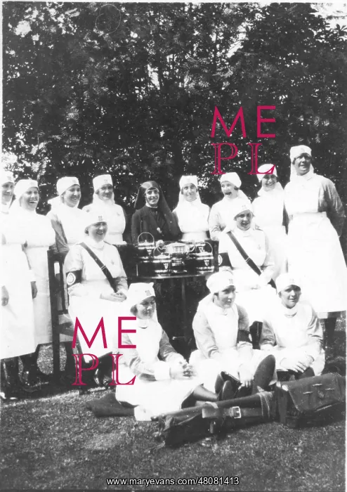 : Nurses outdoors (one with brassard) : Nurses outdoors (one with brassard)