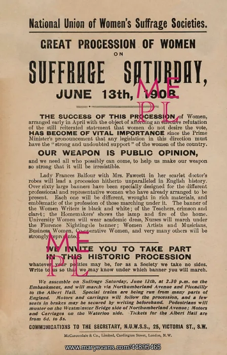 : N.U.W.S.S Suffrage Saturday June 1908 : N.U.W.S.S Suffrage Saturday June 1908