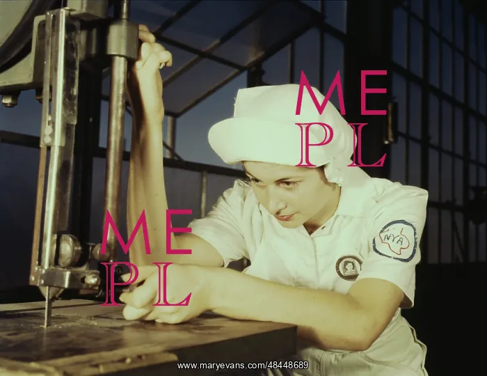 : A NYA trainee learning to operate a cutting machine, 1942 : A NYA trainee learning to operate a cutting machine, 1942