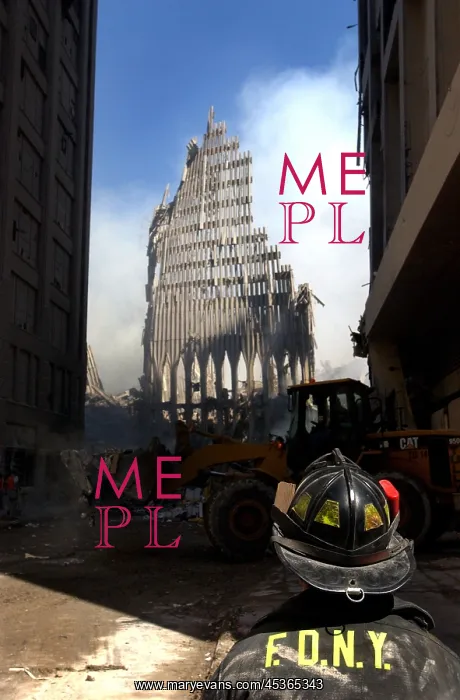 : NYC fireman looks up at what remains of the North : NYC fireman looks up at what remains of the North