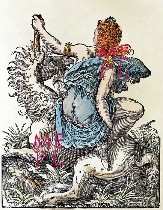 : Nymph with unicorn : Nymph with unicorn