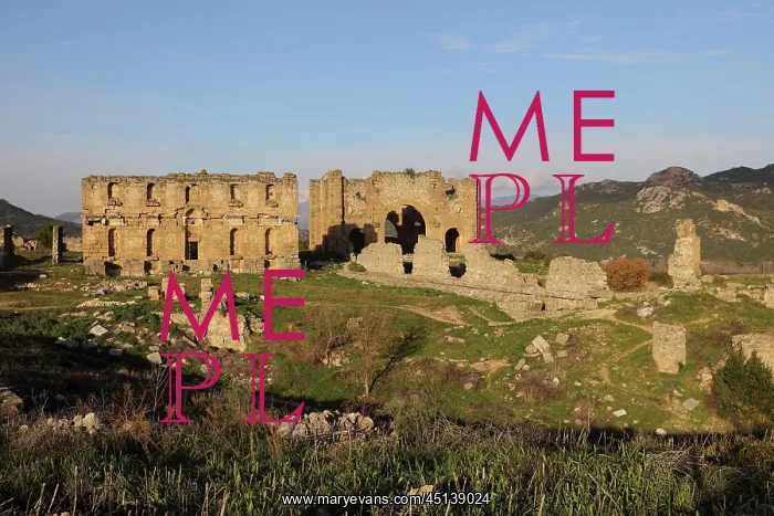 : Nymphaeum, basilica and agora, Aspendos, Turkey : Nymphaeum, basilica and agora, Aspendos, Turkey