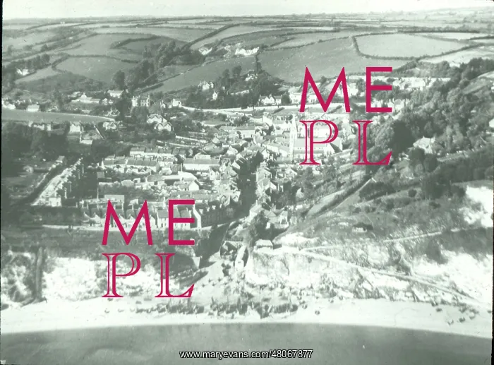 : O E Simmonds aerial view of Beer Devon : O E Simmonds aerial view of Beer Devon