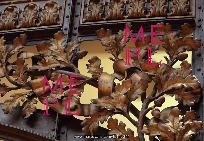 : Oak leaf metalwork, Hall, Societe Generale, Paris, France : Oak leaf metalwork, Hall, Societe Generale, Paris, France