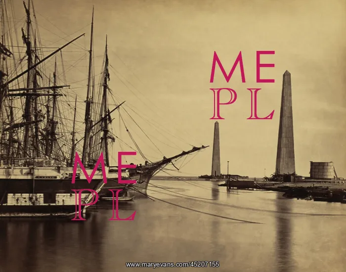 : Obelisks on shore and ships moored at the ? : Obelisks on shore and ships moored at the ?