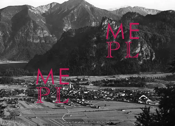 : Oberammergau with alpine chain, around 1930 : Oberammergau with alpine chain, around 1930