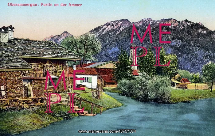 : Oberammergau, Germany - view on the Ammer (River) : Oberammergau, Germany - view on the Ammer (River)