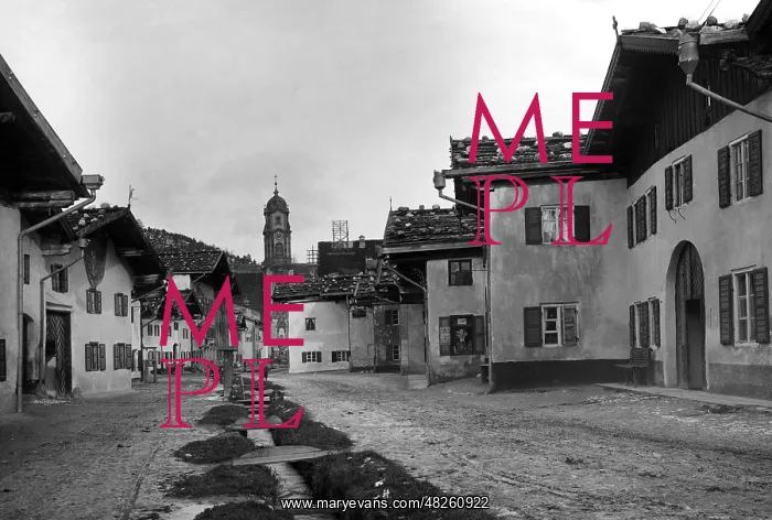 : Obermarkt in Mittenwald, around 1915 : Obermarkt in Mittenwald, around 1915