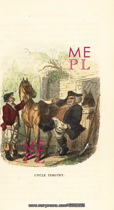 : Obese middle-aged man attempting to mount a horse : Obese middle-aged man attempting to mount a horse
