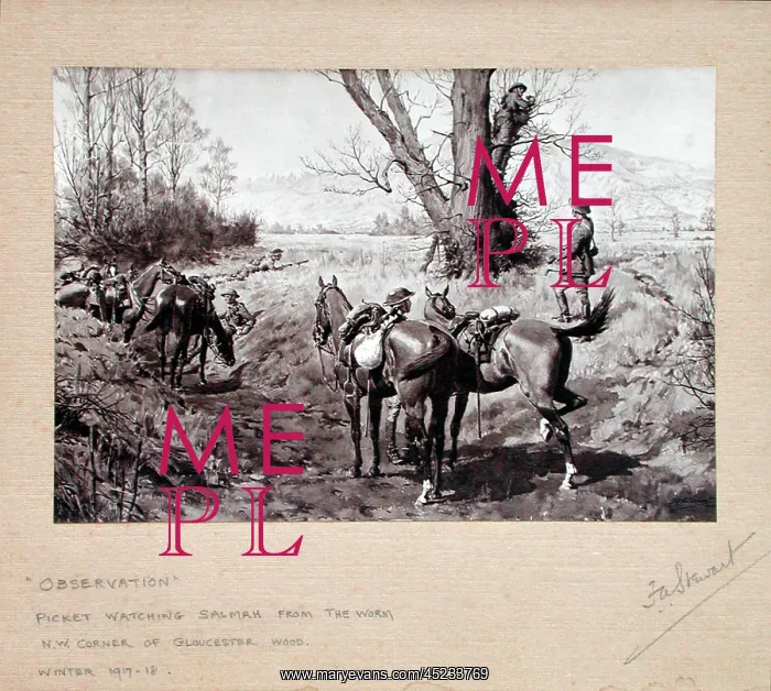 : Observation - Picket watching Salmah from the Worm, WW1 : Observation - Picket watching Salmah from the Worm, WW1