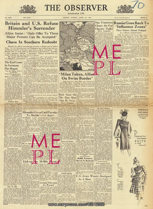 : The Observer - Allies refuse Himmler surrender offer : The Observer - Allies refuse Himmler surrender offer