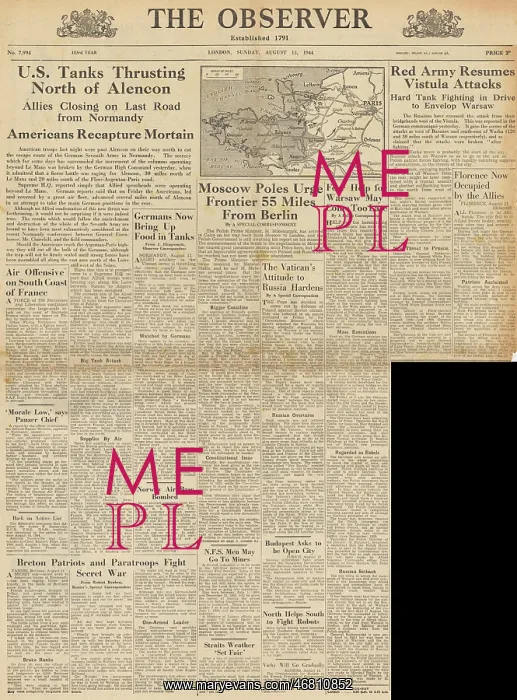 : The Observer front page Battle for Normandy : The Observer front page Battle for Normandy