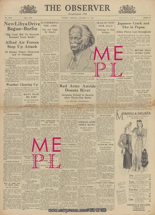 : The Observer front page Red Army advance on Eastern Front : The Observer front page Red Army advance on Eastern Front