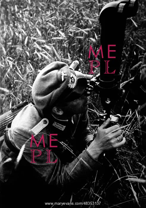: Observer with a scissors telescope, 1942 : Observer with a scissors telescope, 1942