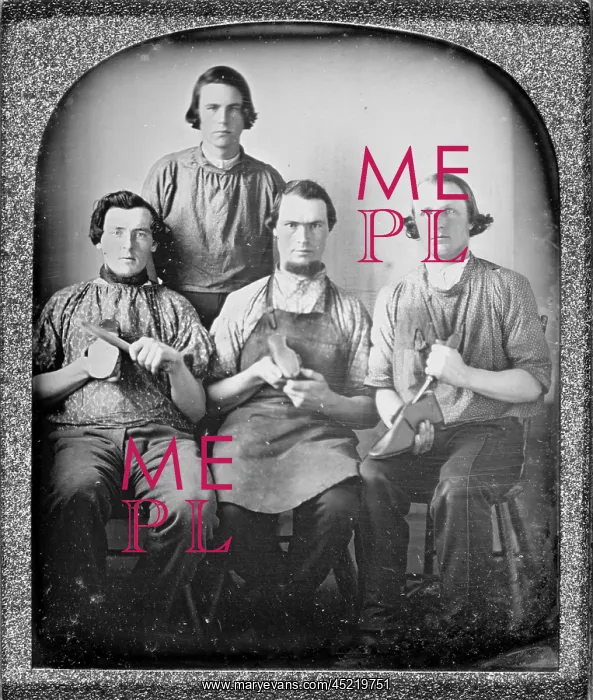 : Occupational group portrait of four cobblers, ? : Occupational group portrait of four cobblers, ?
