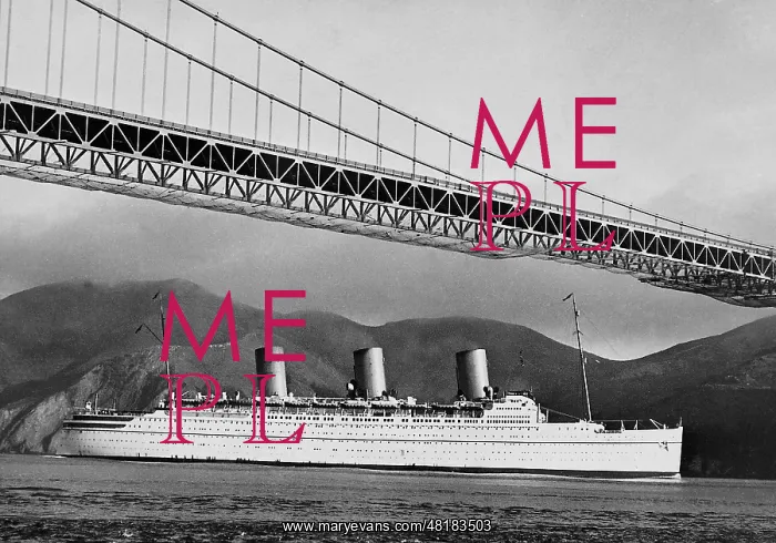 : Ocean liner under the Golden Gate Bridge, 1937 : Ocean liner under the Golden Gate Bridge, 1937