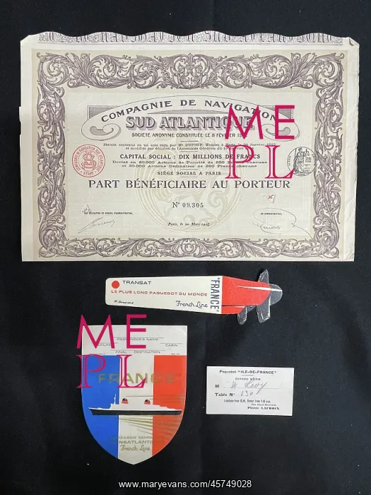  : Ocean liners, collection of items including share certificat