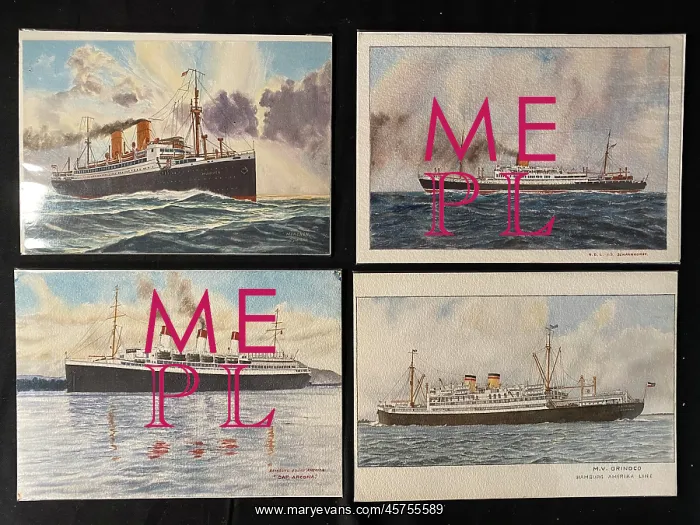 : Ocean Liners - four reproduction watercolours : Ocean Liners - four reproduction watercolours