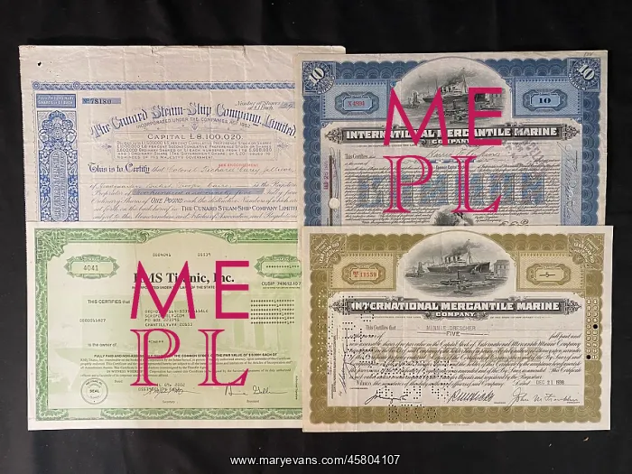 : Ocean Liners - four stock certificates : Ocean Liners - four stock certificates