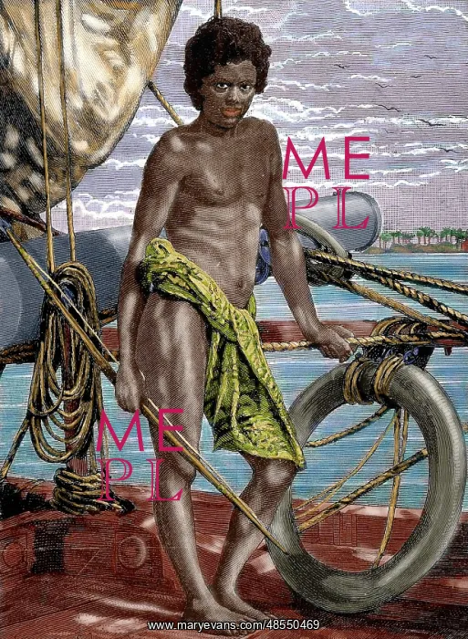 : Oceania. Micronesia. Koror native (Palau Island) aboard an E : Oceania. Micronesia. Koror native (Palau Island) aboard an E