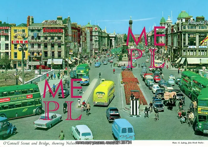 : O'Connell St and Bridge showing Nelson's Pillar, Dublin : O'Connell St and Bridge showing Nelson's Pillar, Dublin