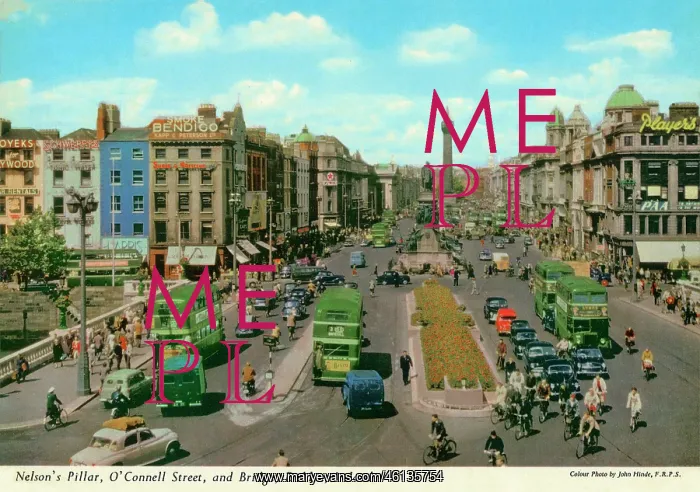 : O'Connell St and Bridge showing Nelson's Pillar, Dublin : O'Connell St and Bridge showing Nelson's Pillar, Dublin