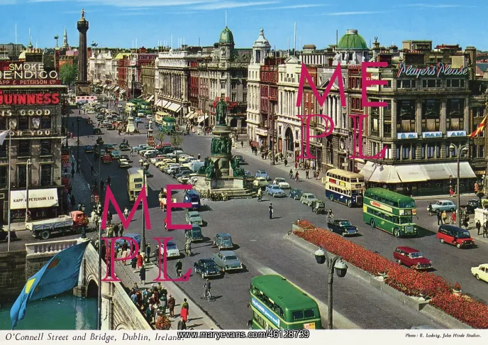 : O'Connell Street and Bridge with Nelson's Pillar, Dublin : O'Connell Street and Bridge with Nelson's Pillar, Dublin