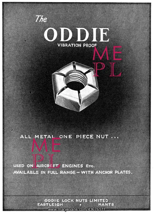 : Oddie Self-Locking Fasteners Oddie Nuts 1943 : Oddie Self-Locking Fasteners Oddie Nuts 1943