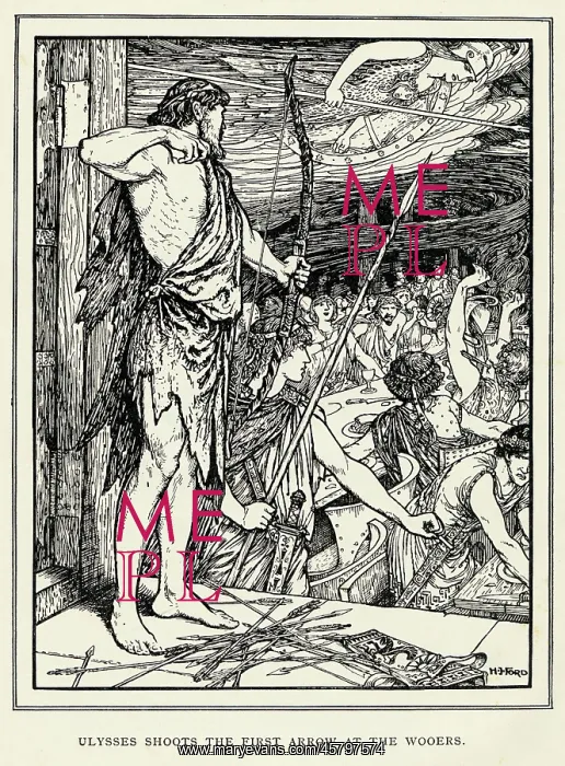 : Odysseus Attacks Suitors : Odysseus Attacks Suitors