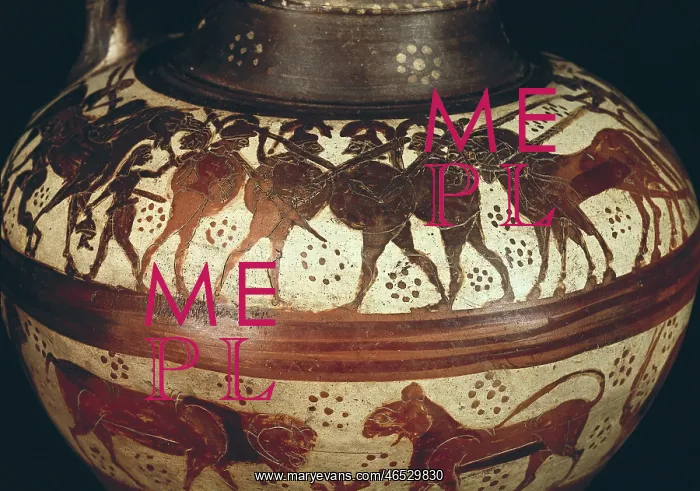 : Oenochoe with representation of an army. 630 A.C : Oenochoe with representation of an army. 630 A.C