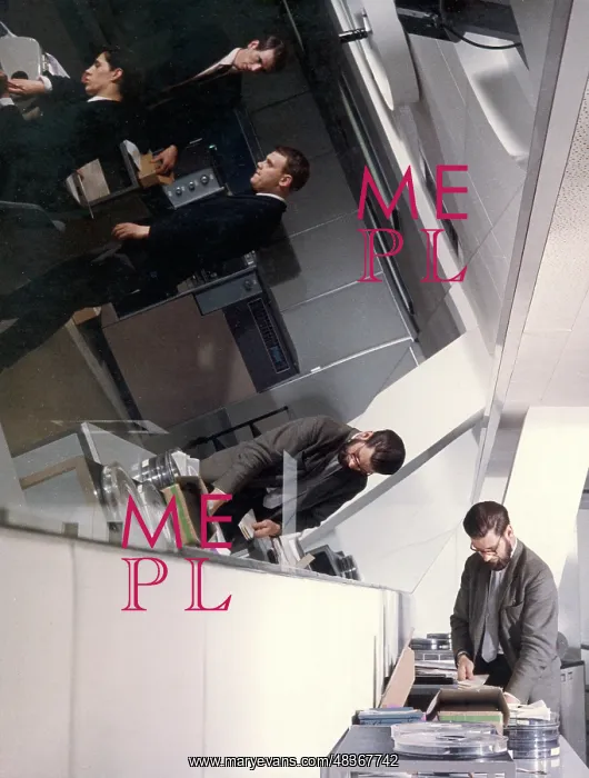 : Office scene with large angled mirror : Office scene with large angled mirror