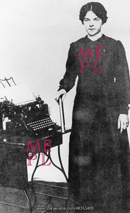 : Office worker with typewriter, around 1905 : Office worker with typewriter, around 1905