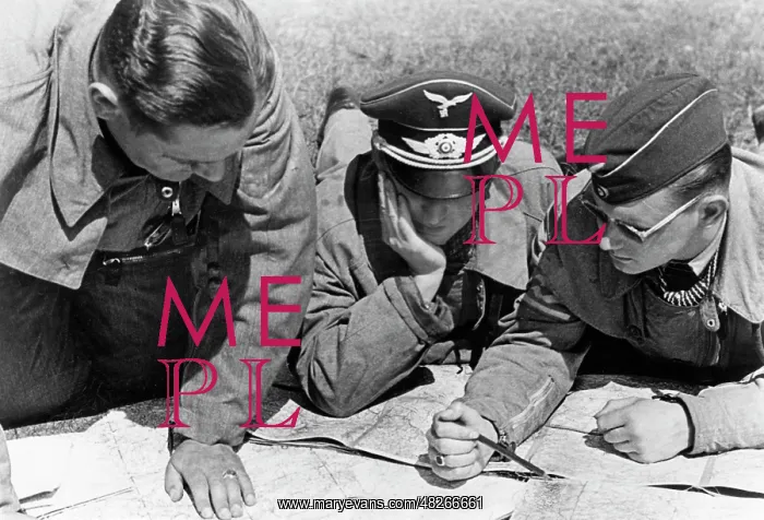 : Officers of the Luftwaffe at a briefing, May 1940 : Officers of the Luftwaffe at a briefing, May 1940