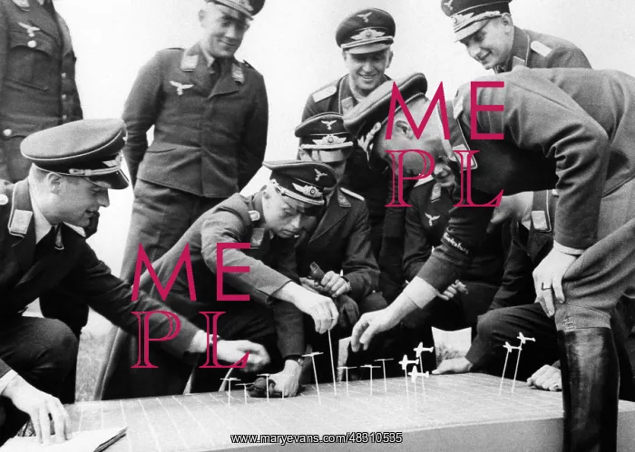 : Officers of the Luftwaffe at a model, 1936 : Officers of the Luftwaffe at a model, 1936