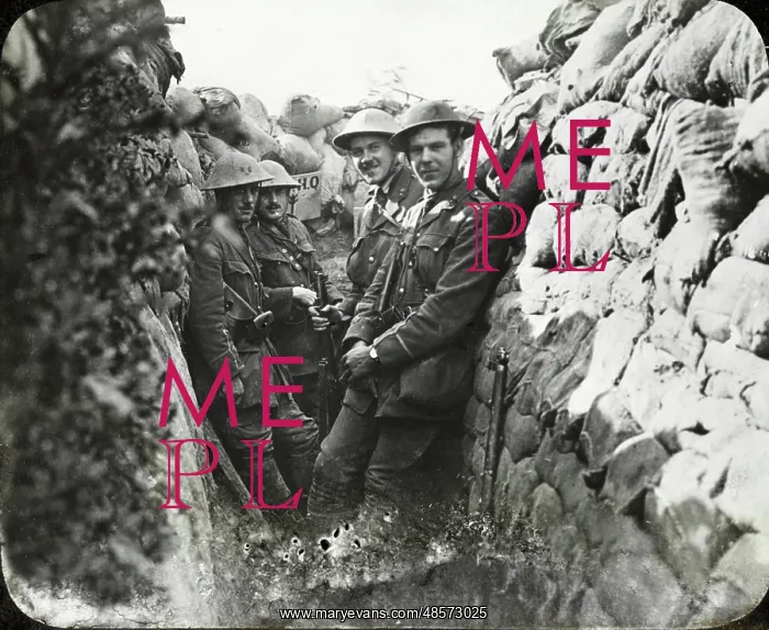 : Officers of the Royal Engineers in a communication trench : Officers of the Royal Engineers in a communication trench