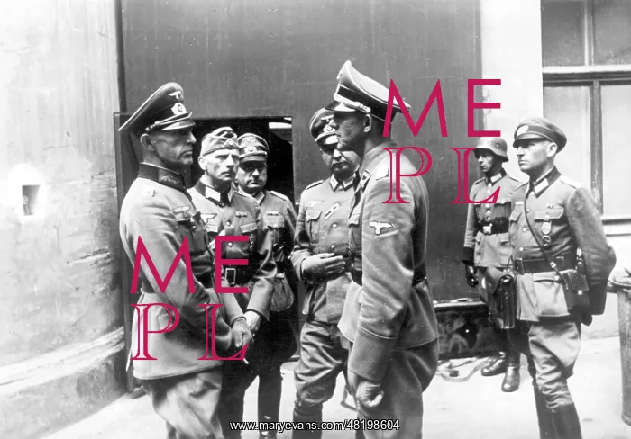 : Officers visiting a GPU building in Riga, 1941 : Officers visiting a GPU building in Riga, 1941