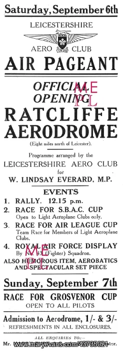 : Official Opening Of Ratcliffe Aerodrome : Official Opening Of Ratcliffe Aerodrome