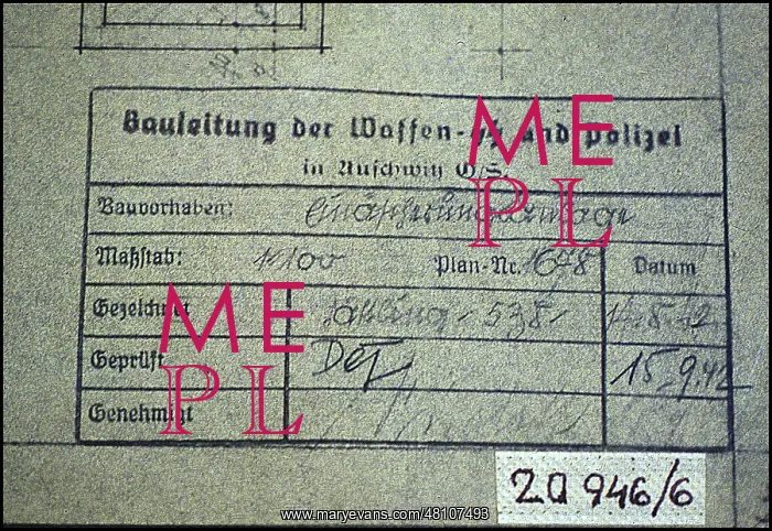 : Official Waffen SS certification on architects plan Auschwit : Official Waffen SS certification on architects plan Auschwit