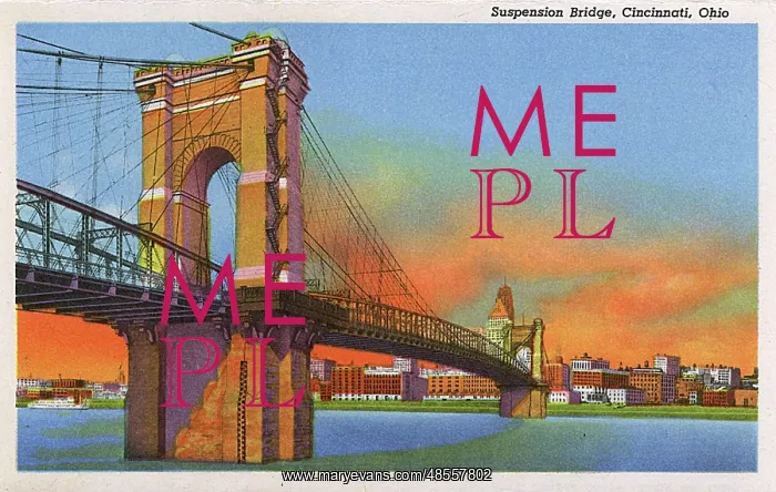  : Ohio River with suspension bridge, Cincinnati, Ohio, USA